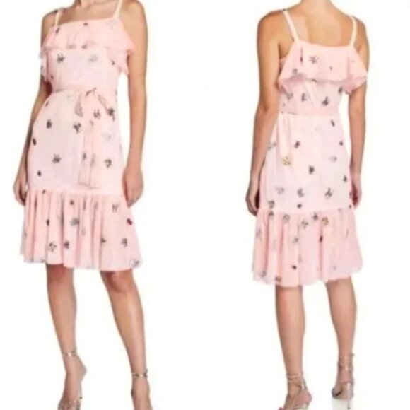 Betsey Johnson - Embroidered Pink Cottagecore Zip Dress - Picture 4 of 16